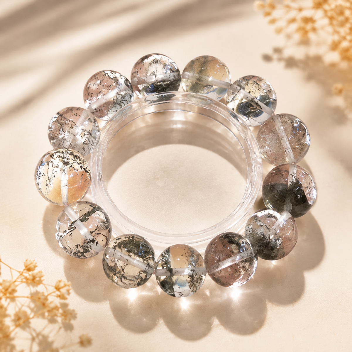 Natural Green Phantom Quartz Bracelet | Minimalist Crystal Jewelry for Women