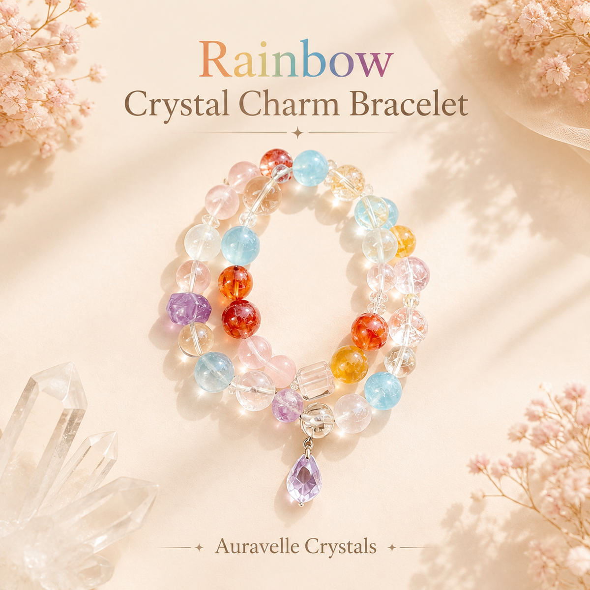 Rainbow Crystal Charm Bracelet