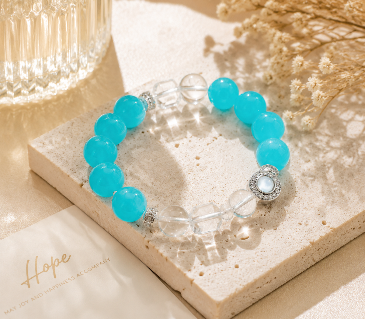 Ocean Serenity Aquamarine Crystal Bracelet