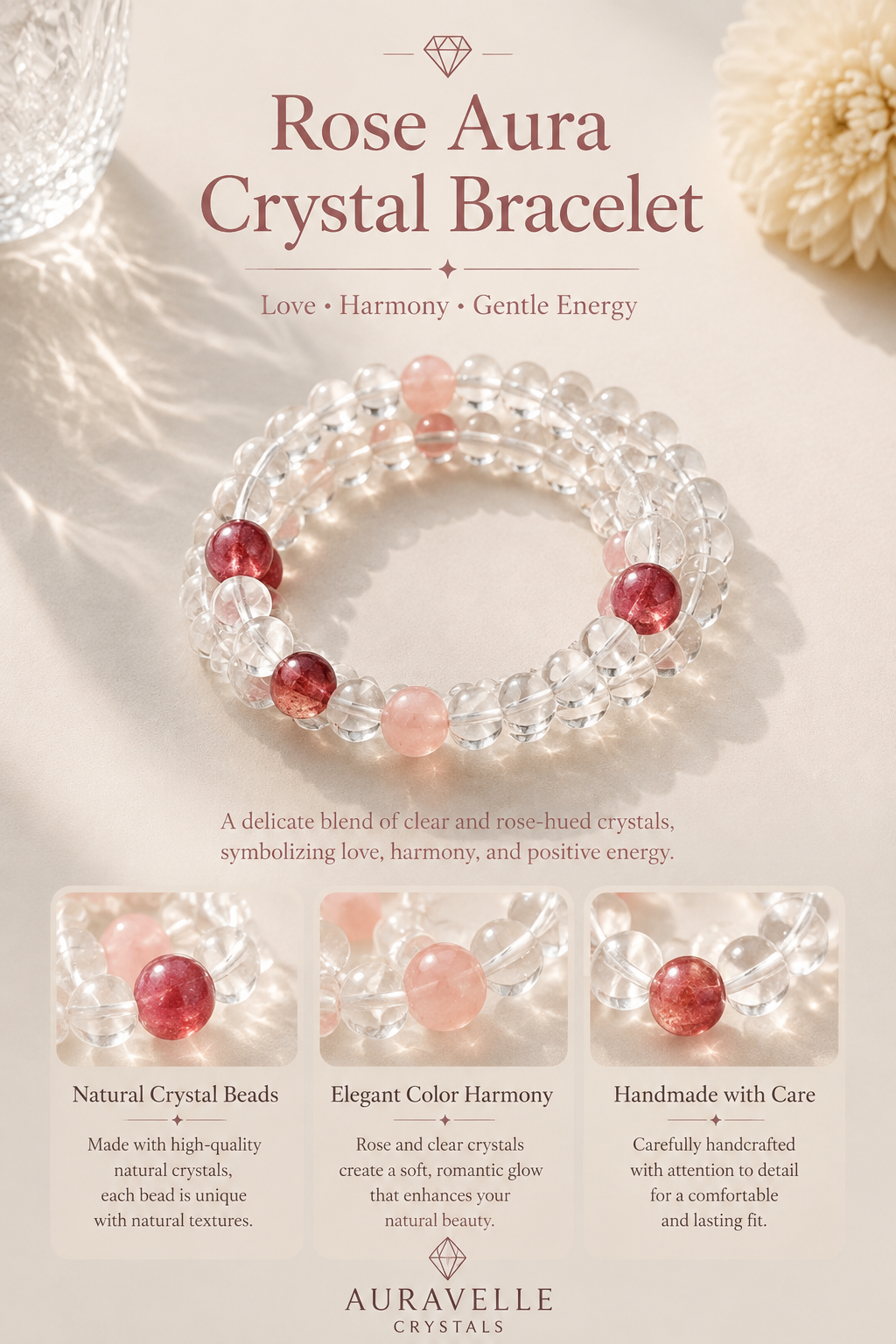 Rose Aura Crystal Bracelet