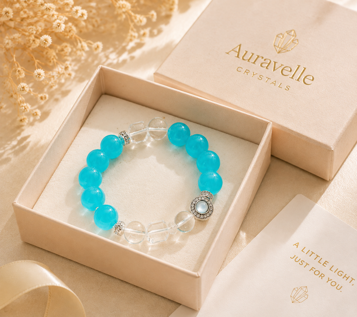 Ocean Serenity Aquamarine Crystal Bracelet