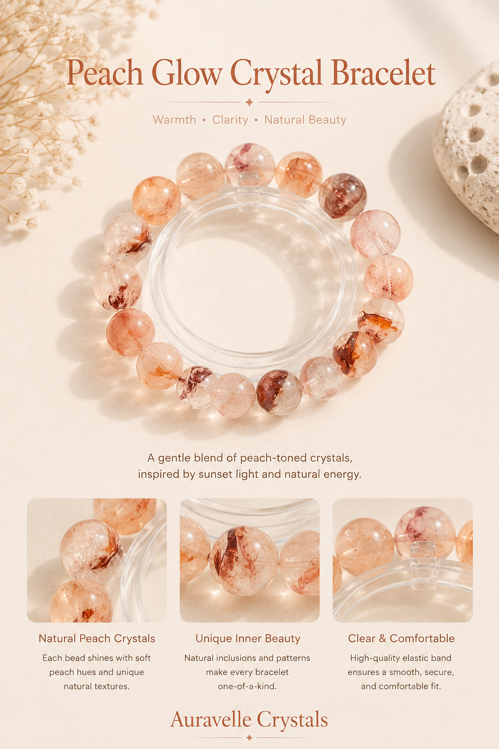 Peach Glow Crystal Bracelet
