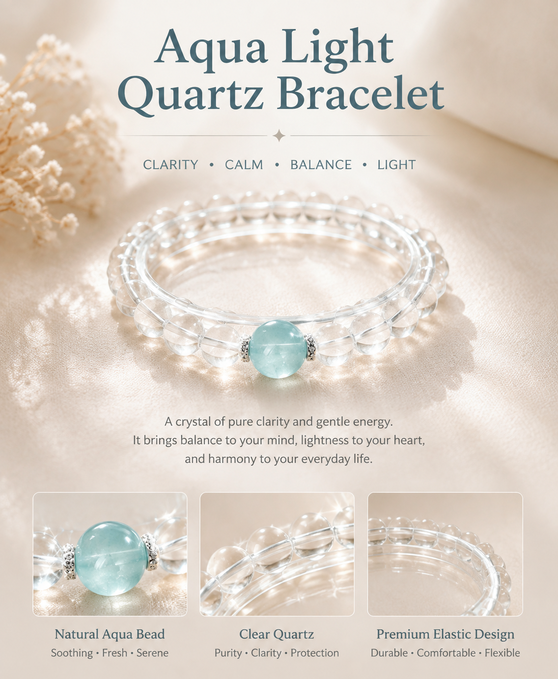Aqua Light Quartz Bracelet