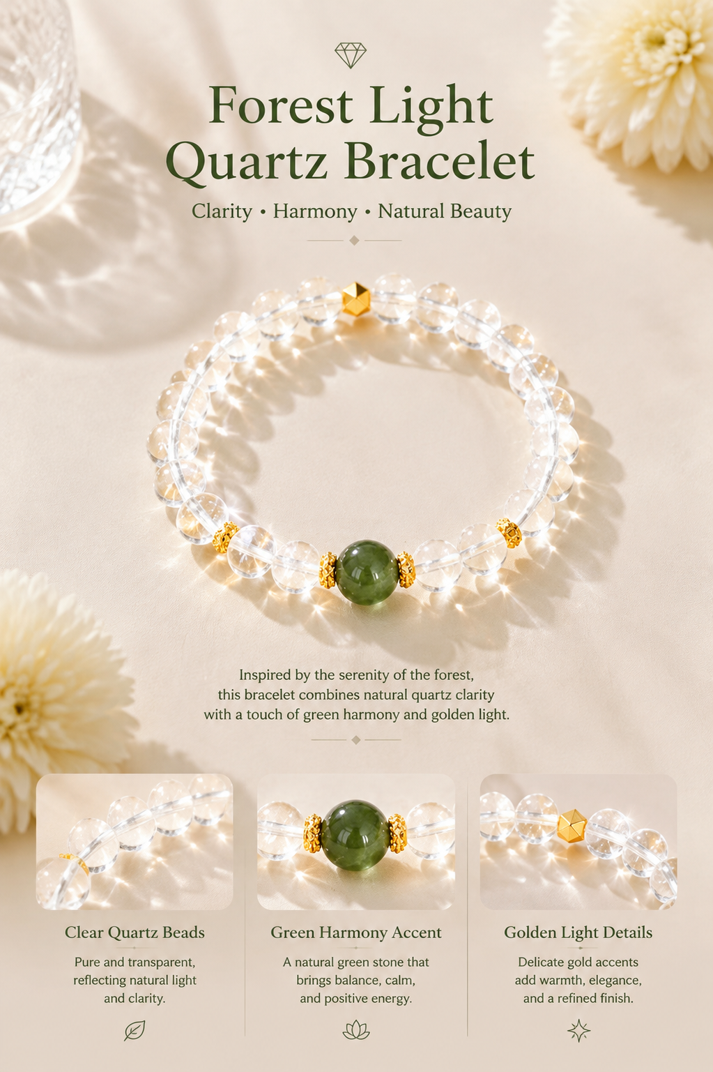 Forest Light Quartz Bracelet