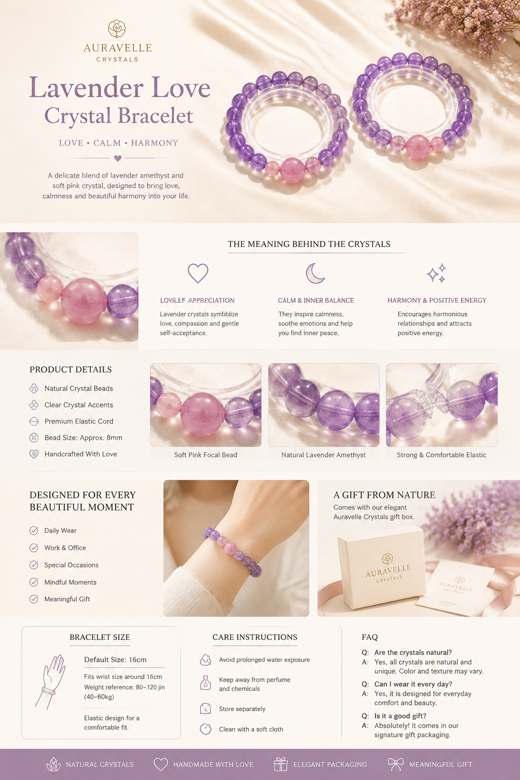 Lavender Love Crystal Bracelet