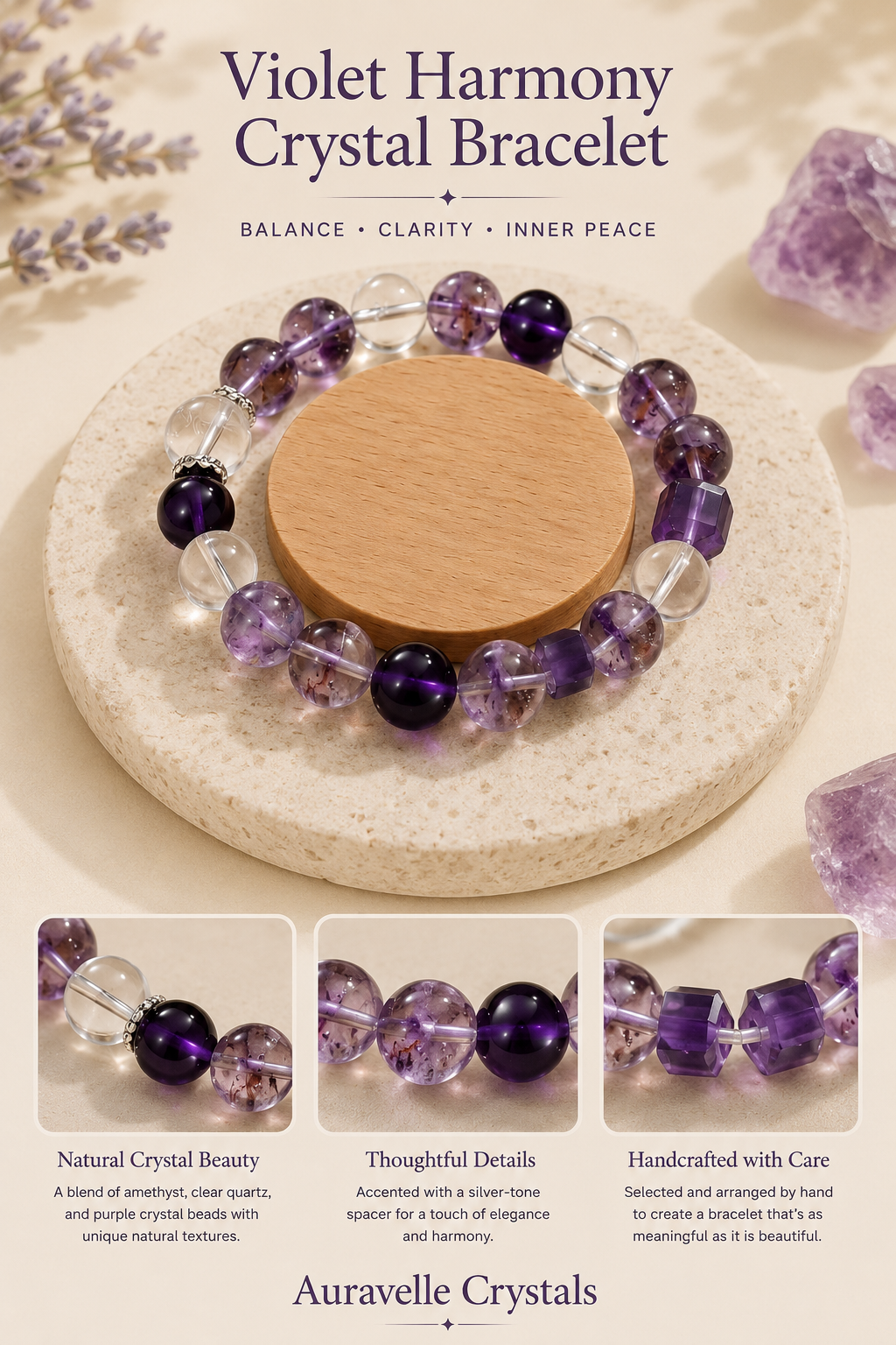 Violet Harmony Crystal Bracelet
