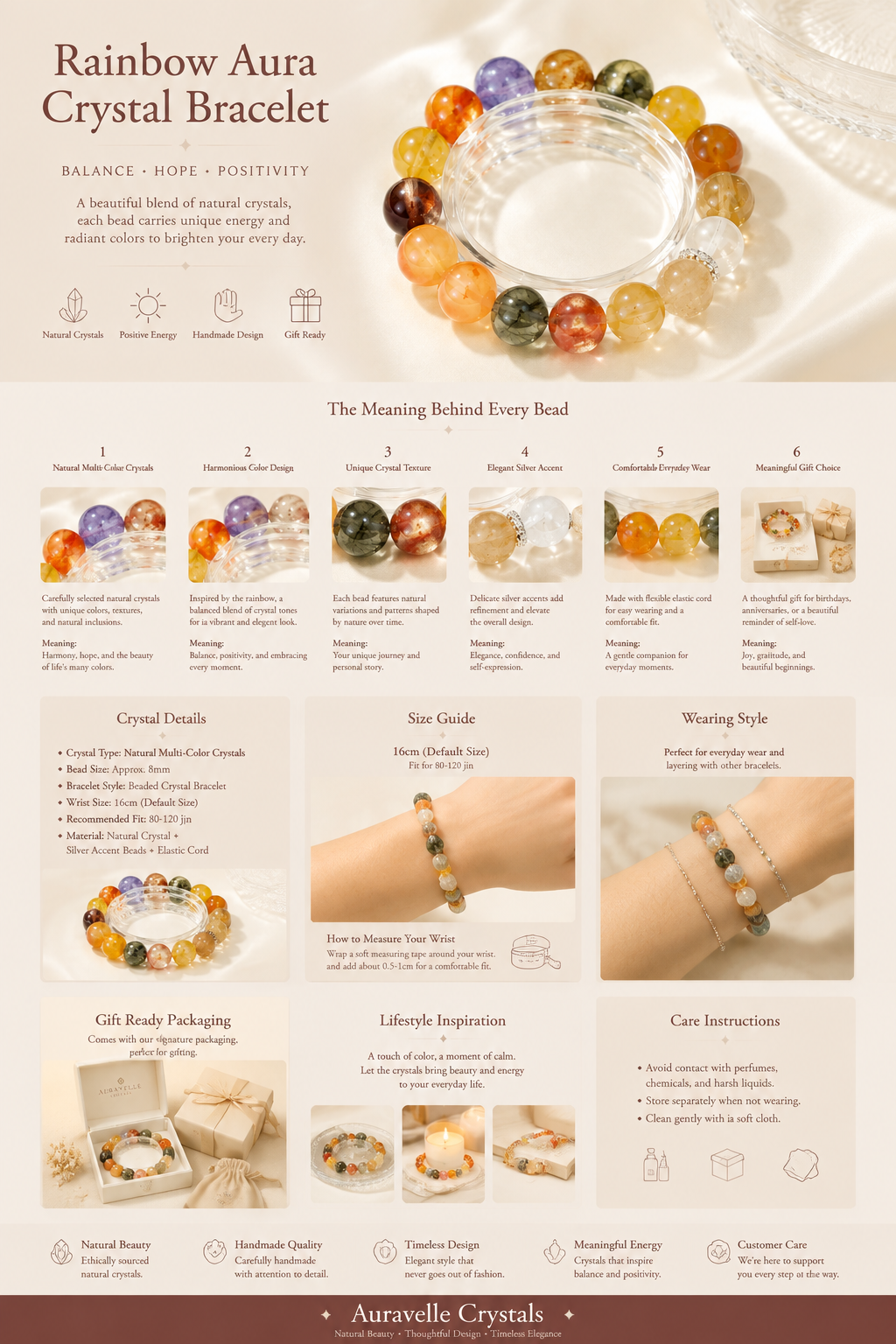 Rainbow Aura Crystal Bracelet