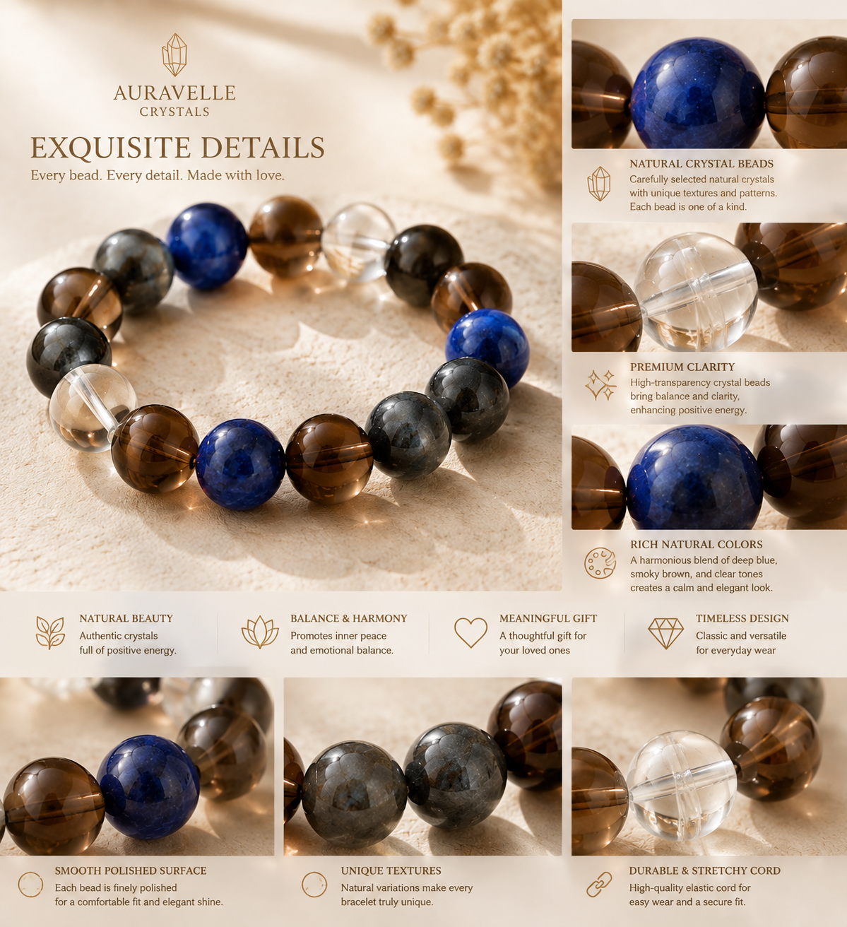 Midnight Ocean Harmony Crystal Bracelet