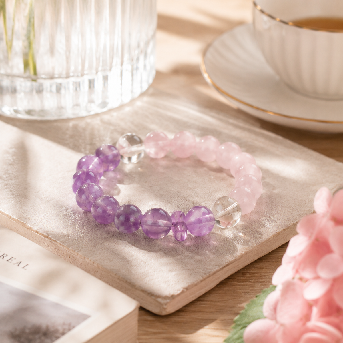 Lavender Rose Harmony Crystal Bracelet
