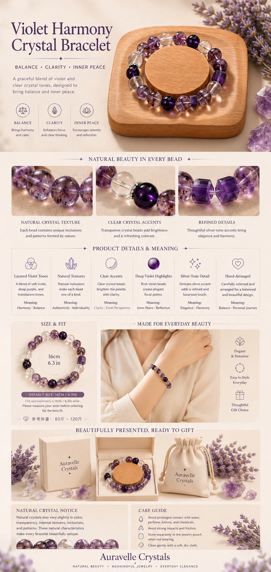 Violet Harmony Crystal Bracelet