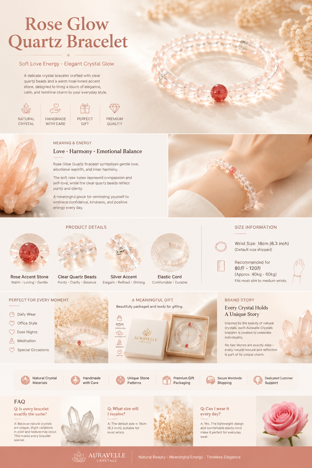 Rose Glow Quartz Bracelet