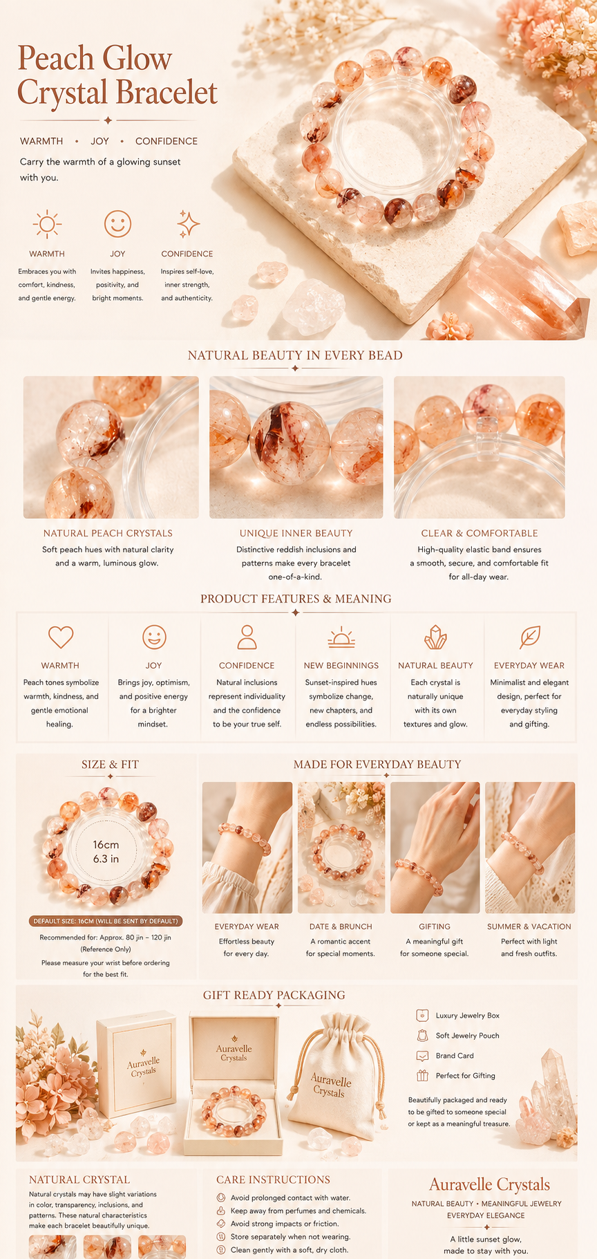 Peach Glow Crystal Bracelet