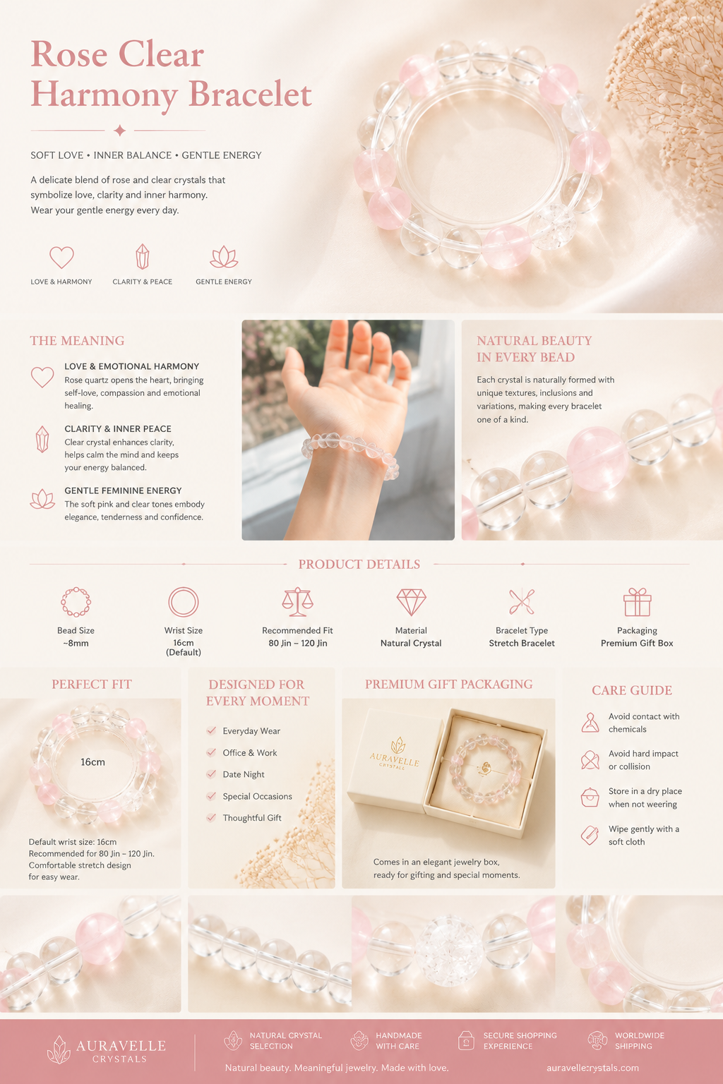 Rose Clear Harmony Bracelet