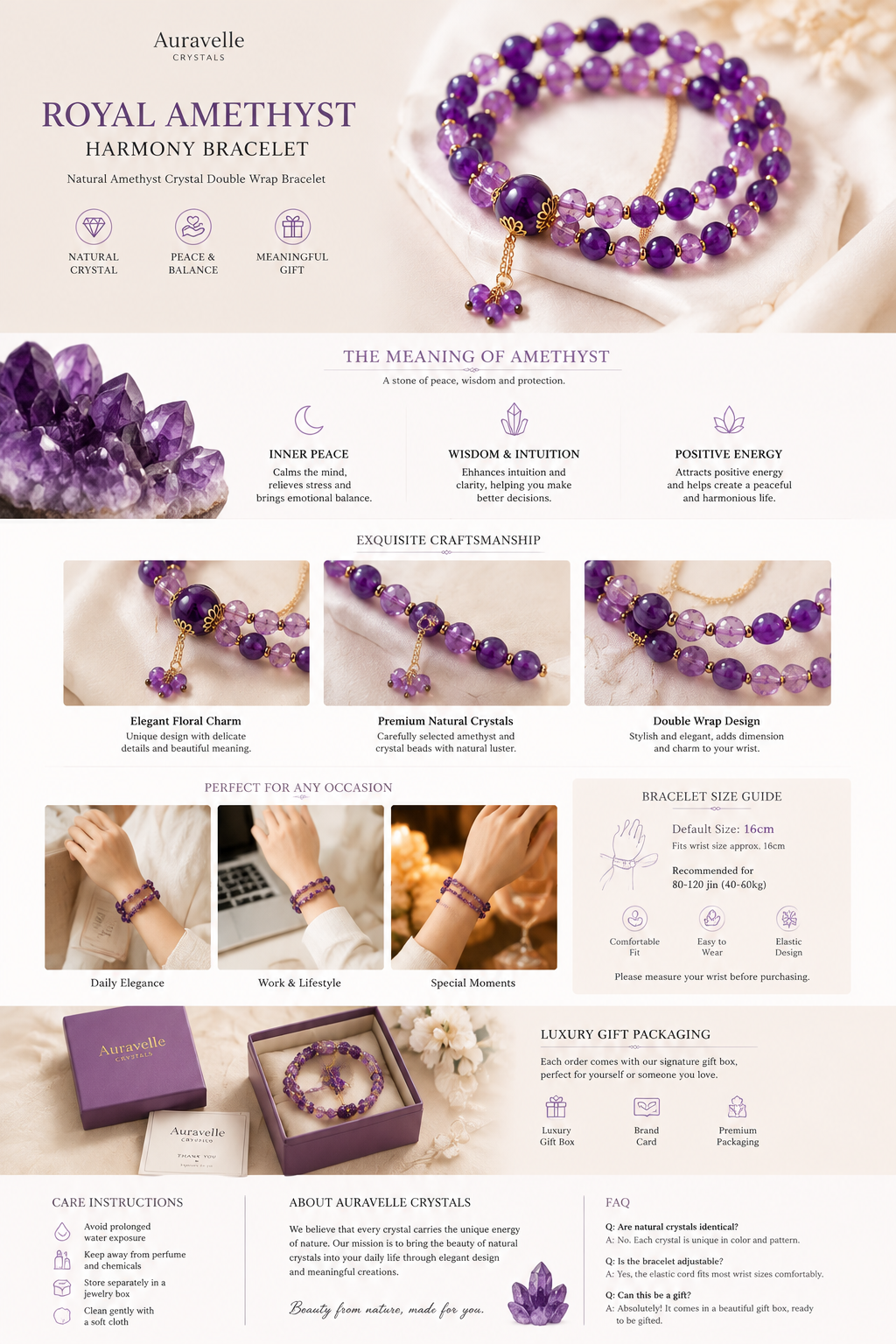 Royal Amethyst Harmony Necklace Bracelet
